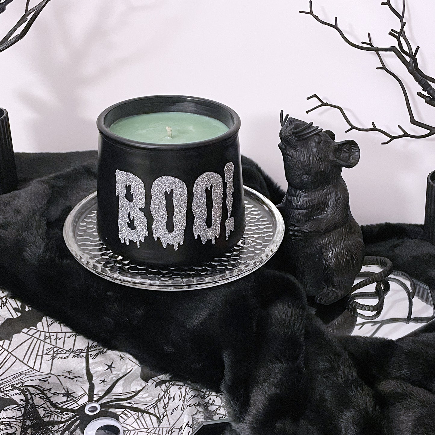 Boo! Saffron Cedar-wood & Sweet Pea Cauldron Candle 11oz - Sweet Tulip Candle Co.