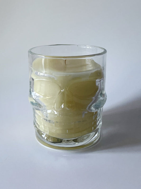 Premium 100% Beeswax Skull Cocktail Glass Candle 7oz - Sweet Tulip Candle Co.