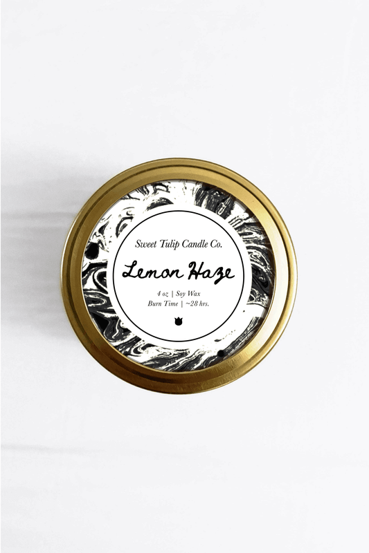 Lemon Haze 4oz Mini Mason Jar Soy Candle - Sweet Tulip Candle Co.