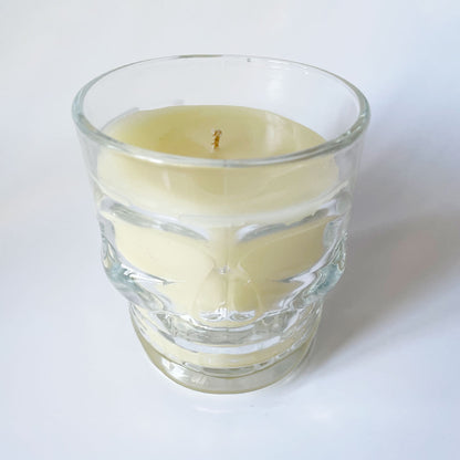 Premium 100% Beeswax Skull Cocktail Glass Candle 7oz - Sweet Tulip Candle Co.