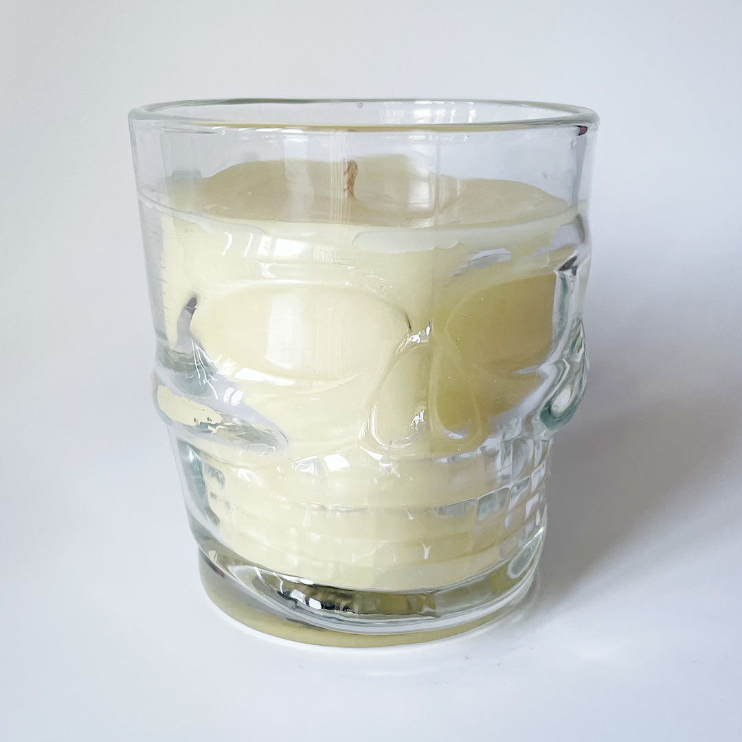 Premium 100% Beeswax Skull Cocktail Glass Candle 7oz - Sweet Tulip Candle Co.